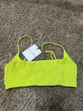 Aila blue green glow eco rib swimsuit top